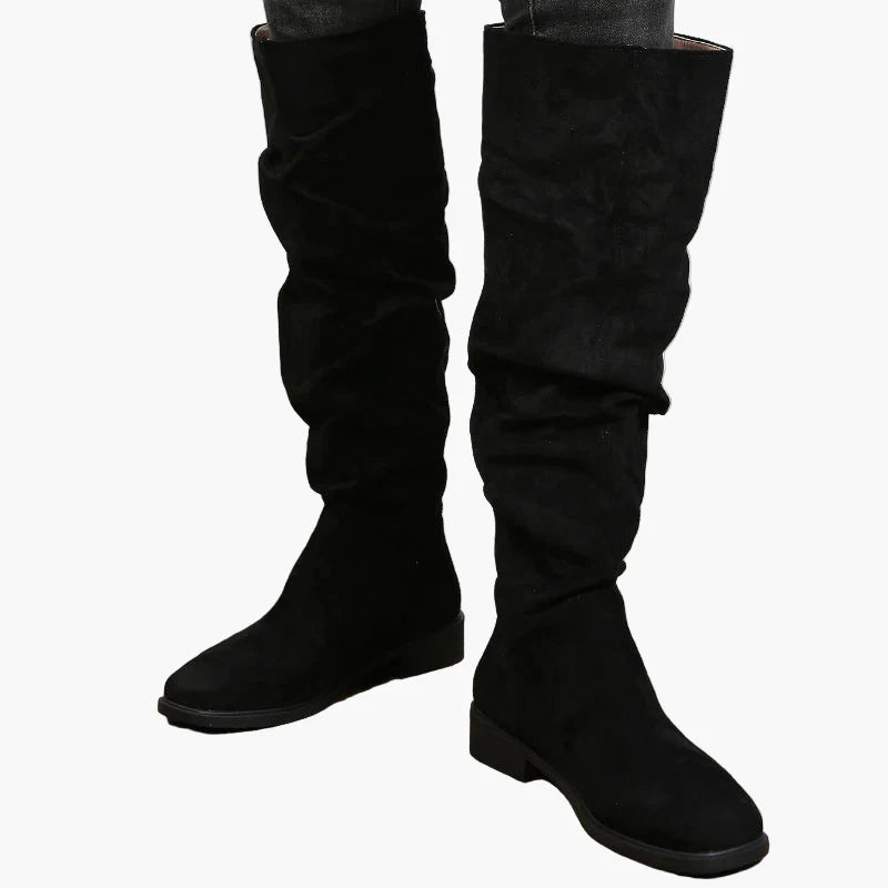 Damstövlar knähöga slouch boots för vardag och mode