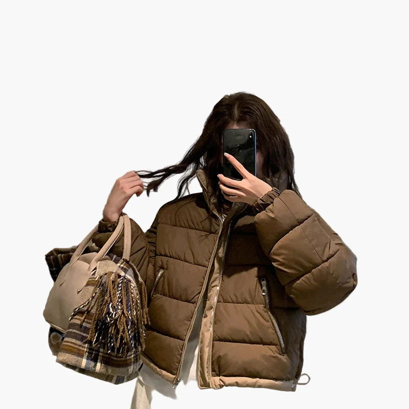 Dam Vinterjacka Puffermodell Kort Vardaglig Trendig