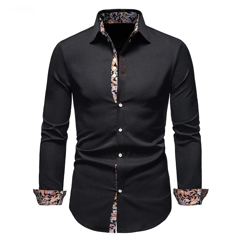 Perry – Slim Fit Paisley Print Skjorta för Män