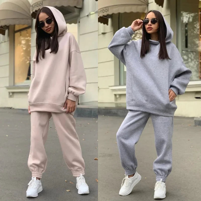 Damernas Lounge Set med Hoodie och Byxa – Avslappnad och Trendig Vardagsstil