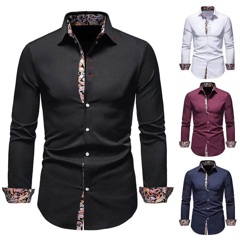 Perry – Slim Fit Paisley Print Skjorta för Män