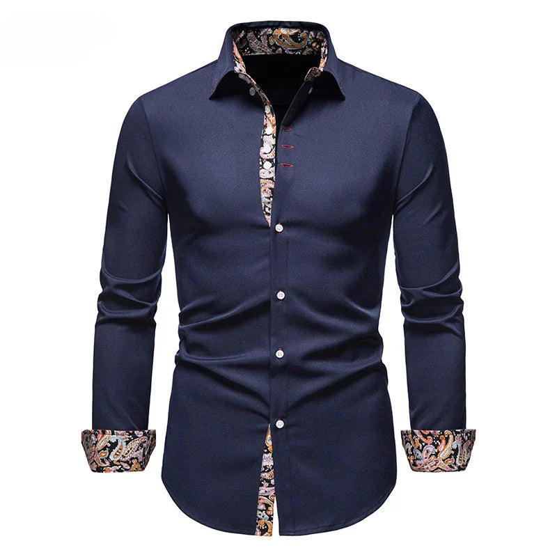 Perry – Slim Fit Paisley Print Skjorta för Män