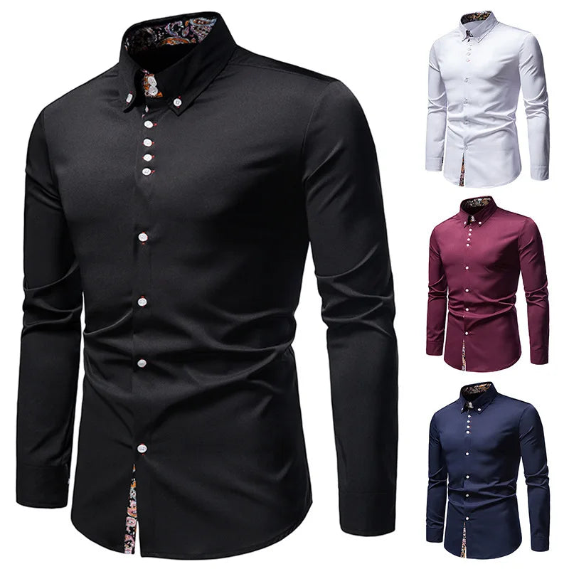 Perry – Slim Fit Paisley Print Skjorta för Män