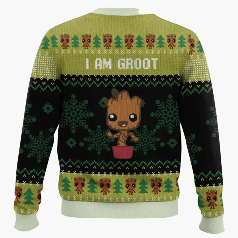 Herrtröja Jultröja Groot "I Am Grootmas" Rolig Stickad Stil Marvel Fanpresent