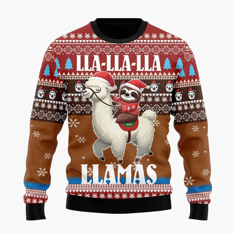 Herr Jultröja Rolig Ugly Christmas Sweater med Llama och Tomteluva – Perfekt för Julfest