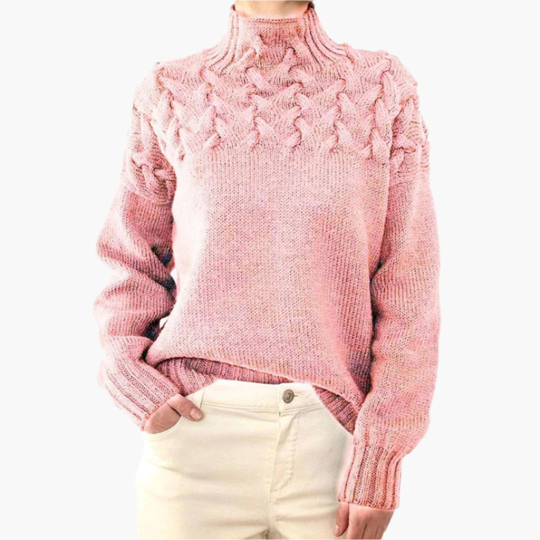 Stickad Polotröja för Dam – Elegant och Varm Lång Modell, Perfekt för Vinter och Fritid