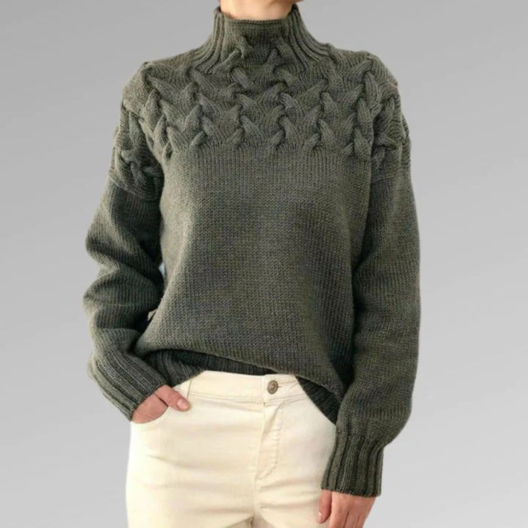 Stickad Polotröja för Dam – Elegant och Varm Lång Modell, Perfekt för Vinter och Fritid