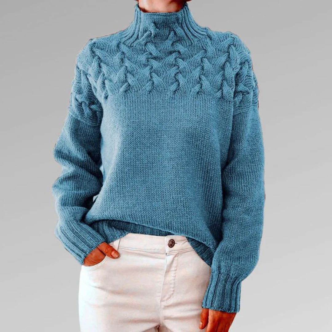 Stickad Polotröja för Dam – Elegant och Varm Lång Modell, Perfekt för Vinter och Fritid