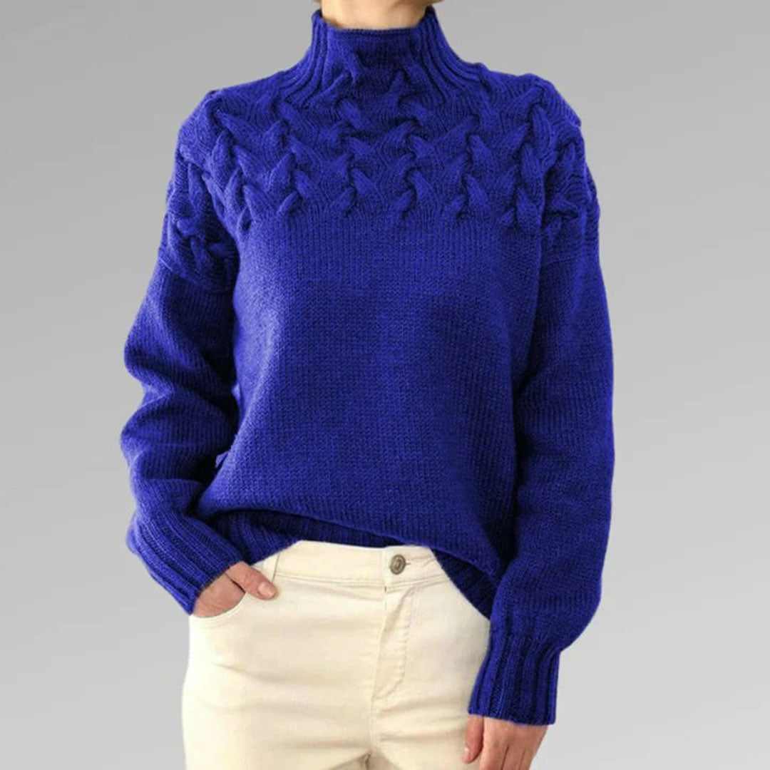 Stickad Polotröja för Dam – Elegant och Varm Lång Modell, Perfekt för Vinter och Fritid