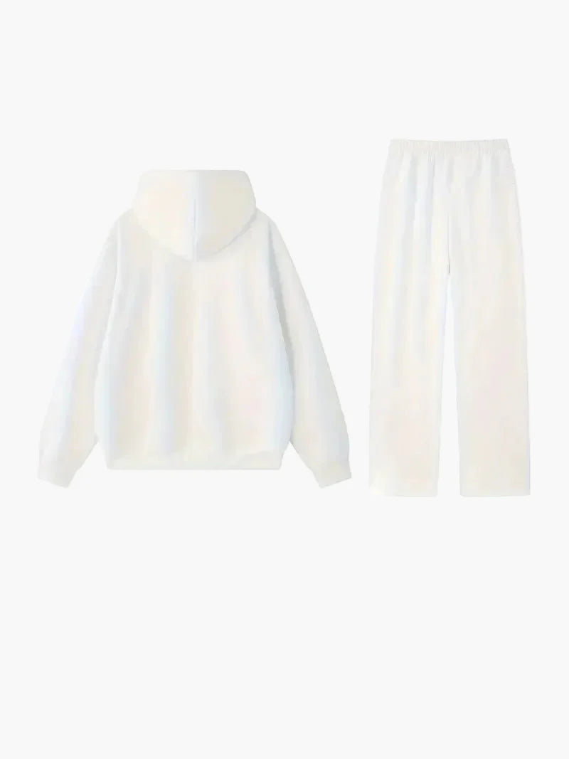 Damset Hoodie och Raka Byxor Avslappnad Vardagsstil