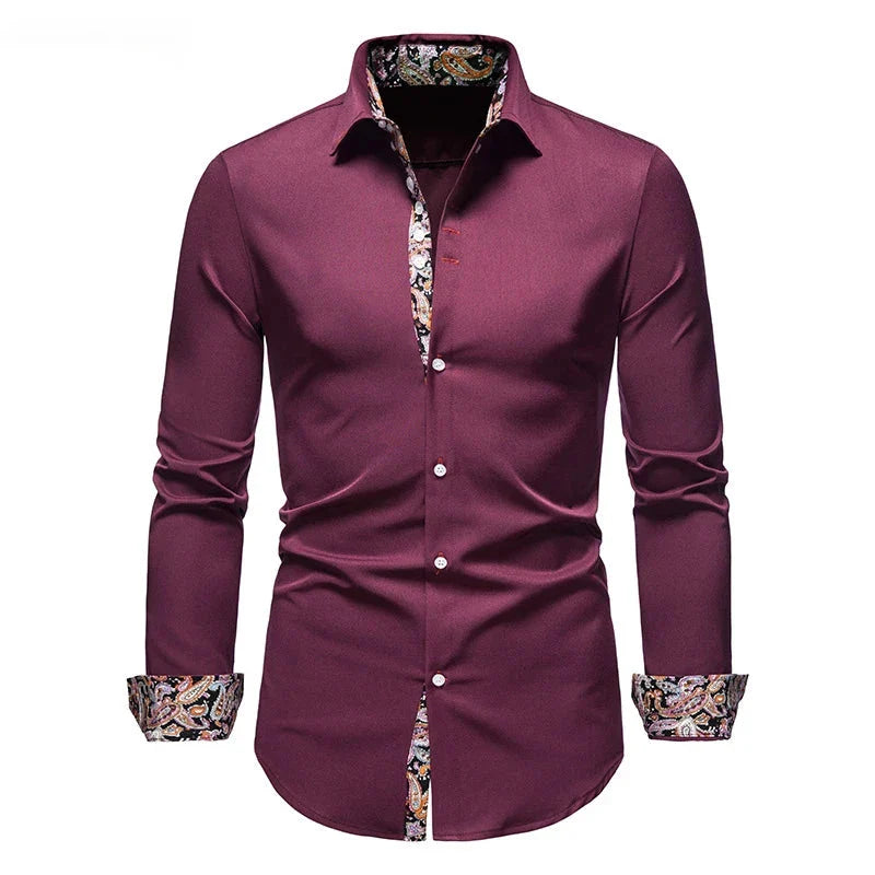 Perry – Slim Fit Paisley Print Skjorta för Män
