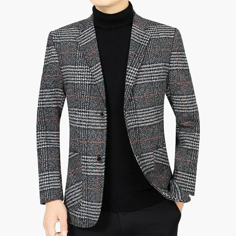 Herr Blazer Rutig Klassisk Stil för Affär och Fritid