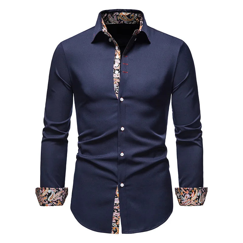 Perry – Slim Fit Paisley Print Skjorta för Män