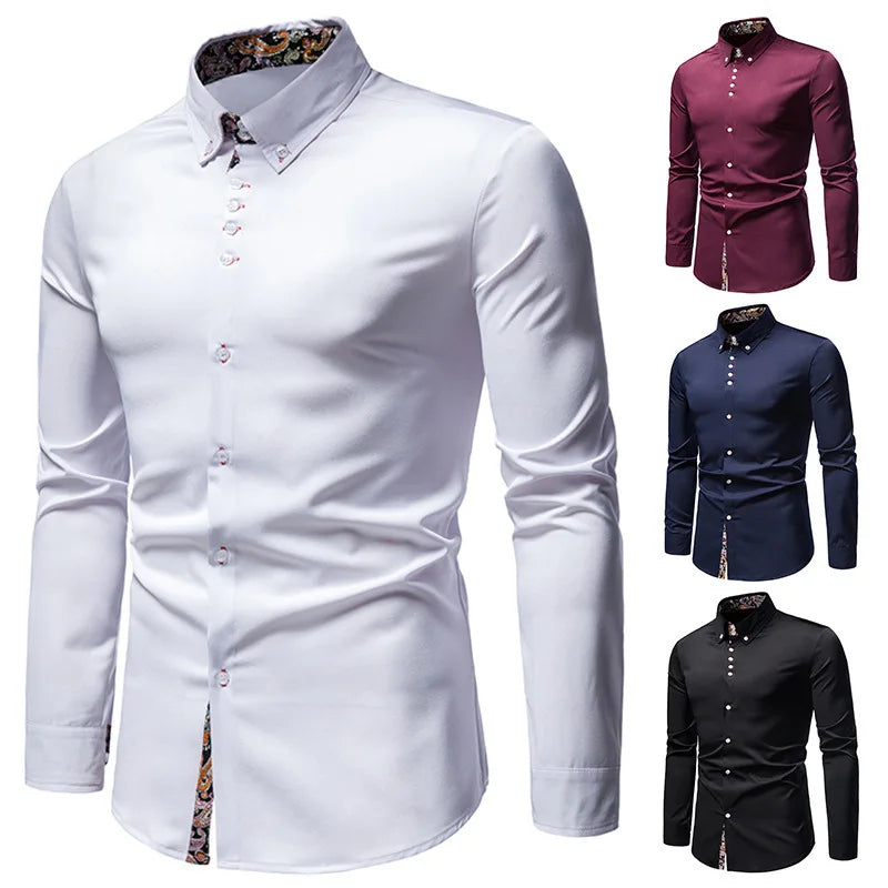 Perry – Slim Fit Paisley Print Skjorta för Män