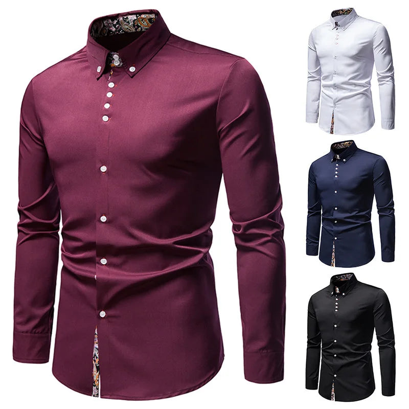 Perry – Slim Fit Paisley Print Skjorta för Män