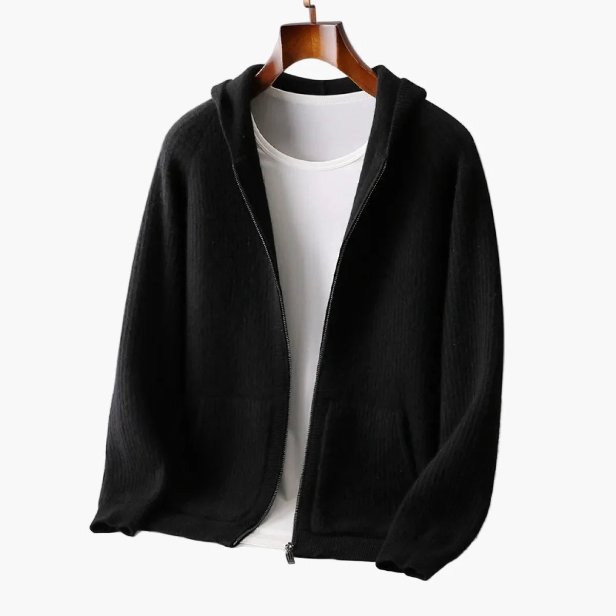 Herr Premium Hoodie – Stilren och Avslappnad Tröja med Dragkedja för Vardagsbruk