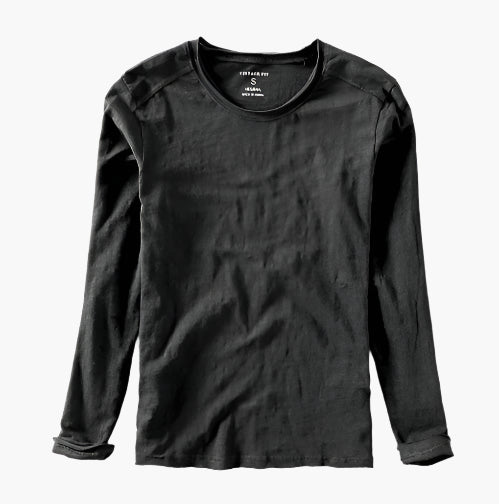 Herr långärmad V-ringad tröja med lager-på-lager-look – Smart-casual stil för vardagsbruk