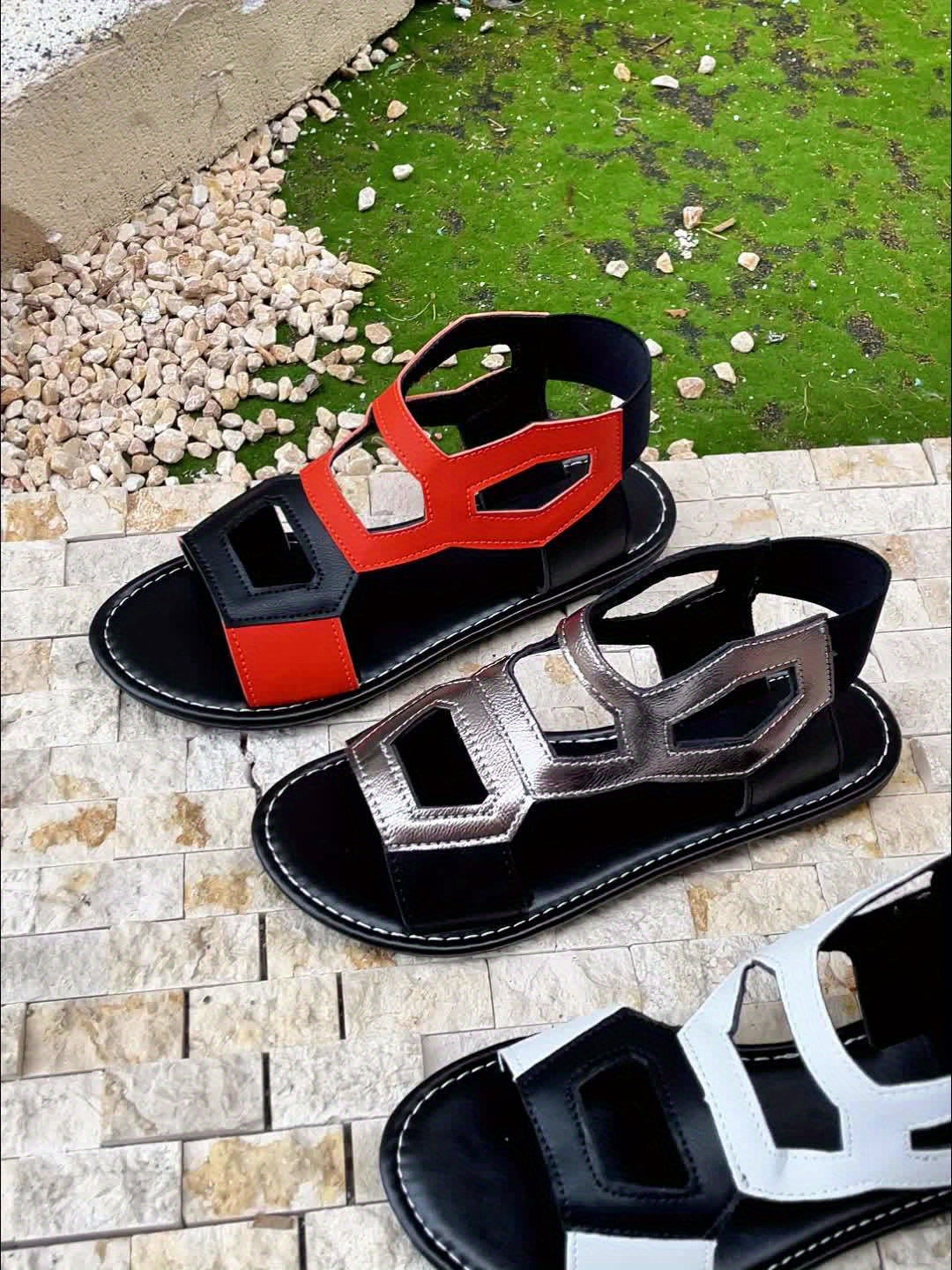 Dam Sandaler Platta Urban Geometrisk Design För Sommar och Vardag
