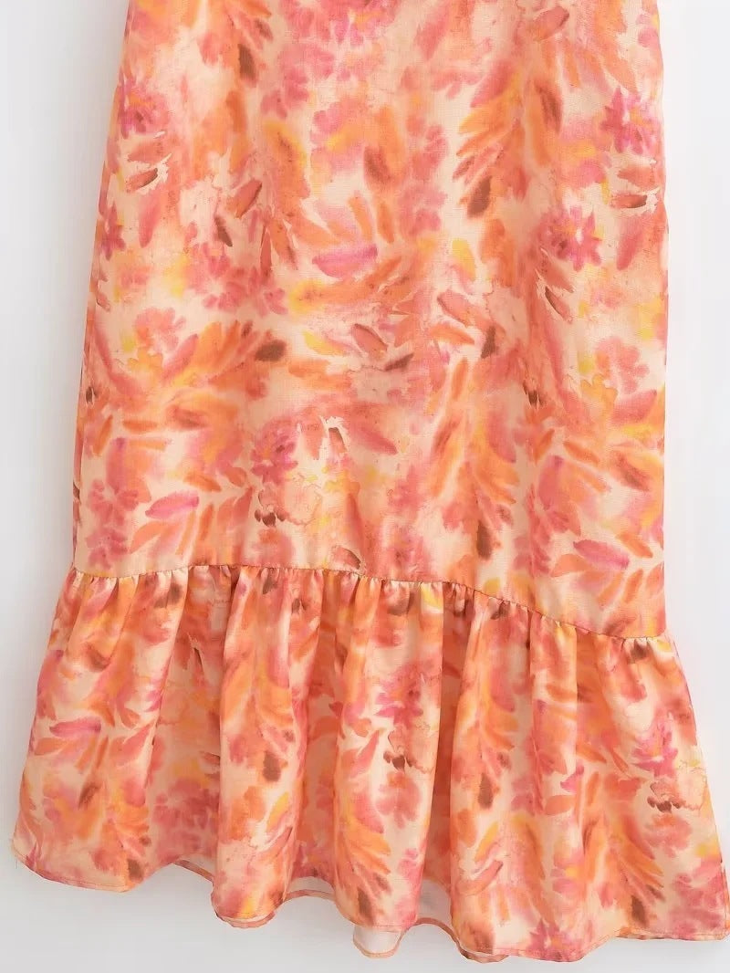 Damklänning med volang och ärmlös lång design – Perfekt för sommar och fest