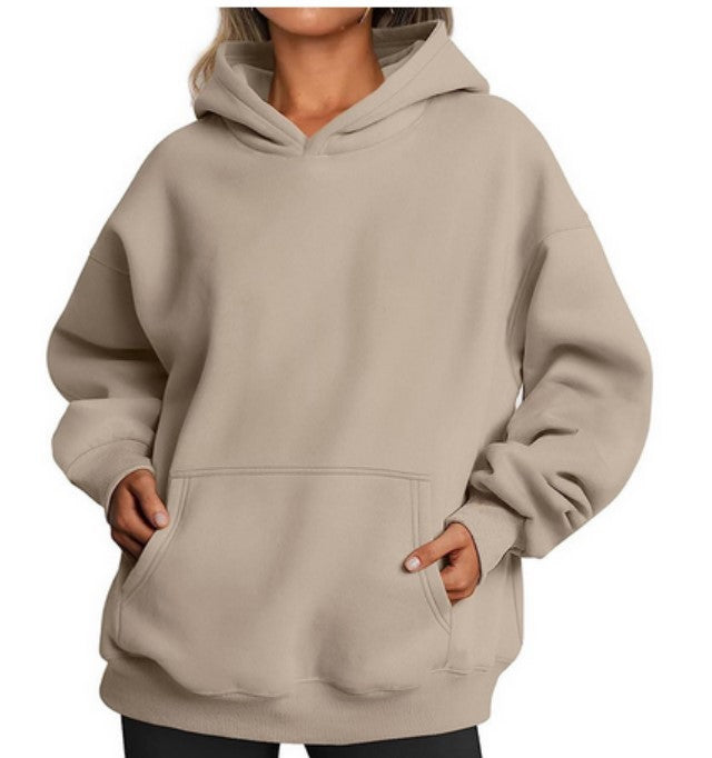 Alice – Oversized Fleece Hoodie med Fickor och Lång Ärmar