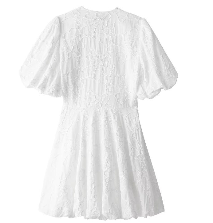 Lily – Vårmode Casual Enkel Broderad Fluffig Klänning