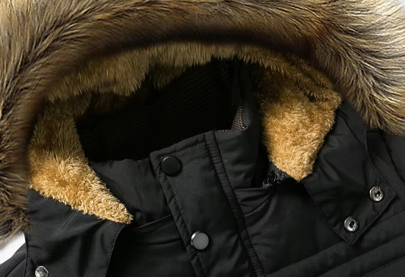 Herr Parkasjacka med Fuskpäls och Vattentät Fleecefodrad Stil – Perfekt för Vinter och Utomhusbruk