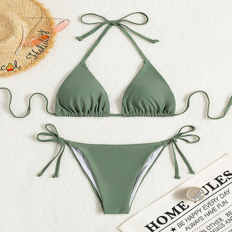 Donna – Bikinis med knytning i ren färg