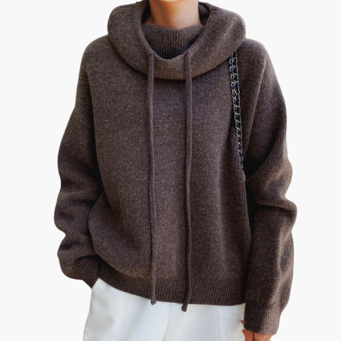 Damtröja med huva – avslappnad stickad hoodie för vardag och fritid