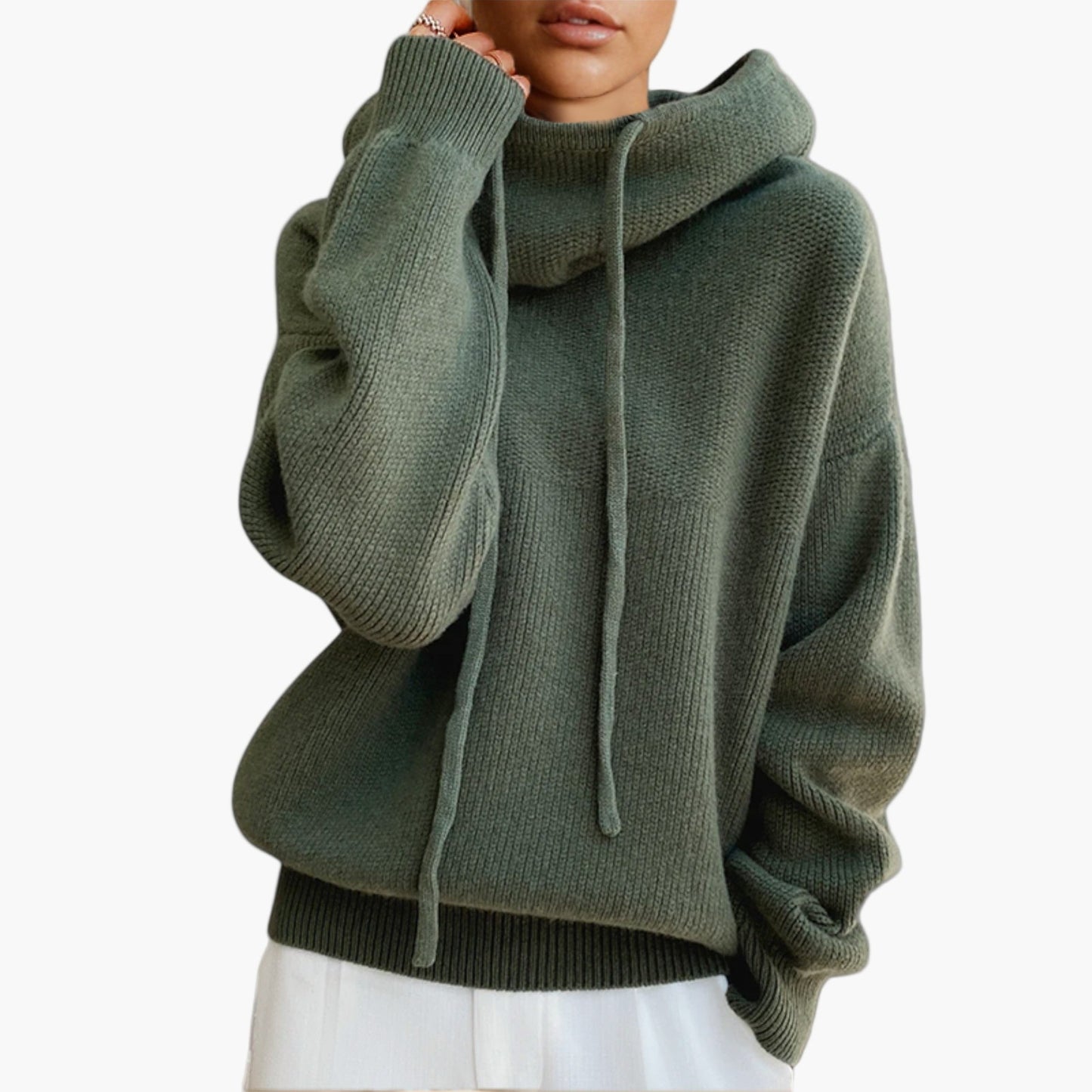 Damtröja med huva – avslappnad stickad hoodie för vardag och fritid