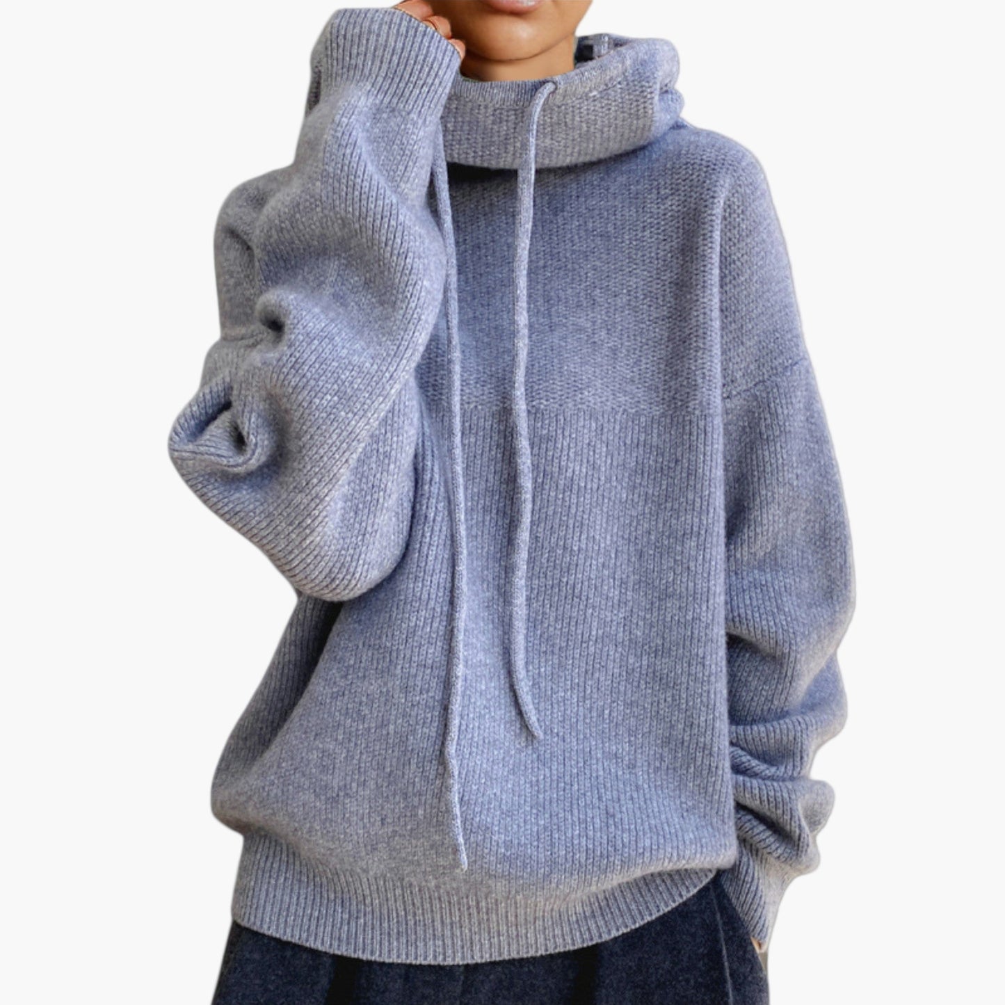 Damtröja med huva – avslappnad stickad hoodie för vardag och fritid