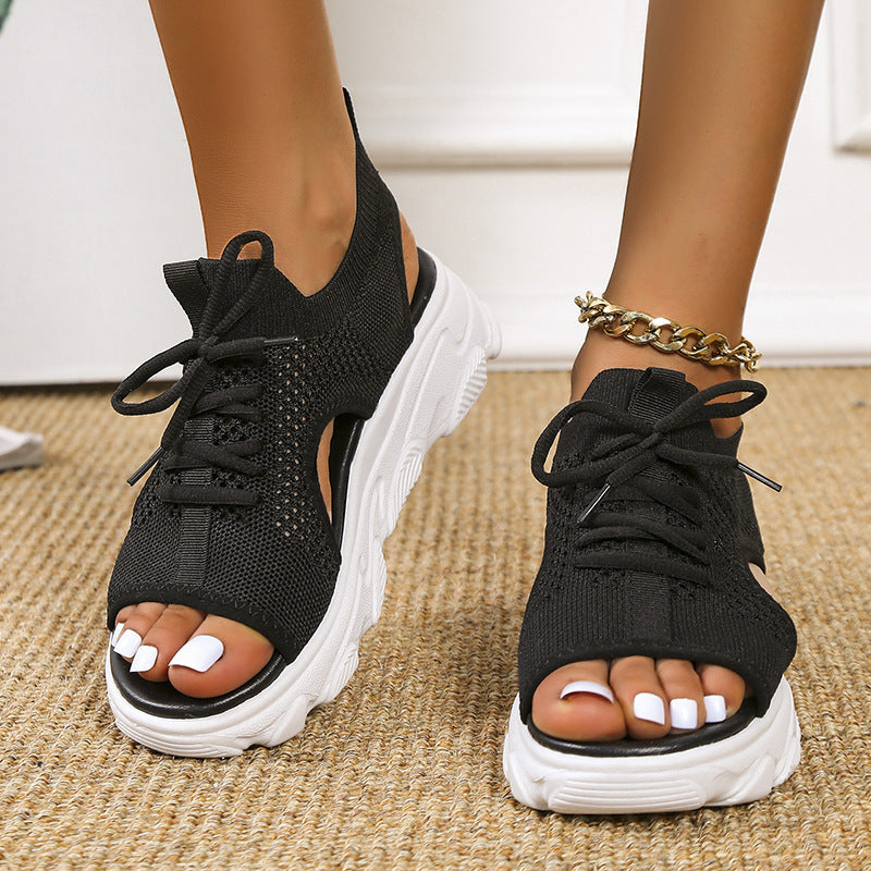 Kathryn – Lättvikts Sandaler med Tjock Sula i Nät och Mjuk Sula för Casual Sommar