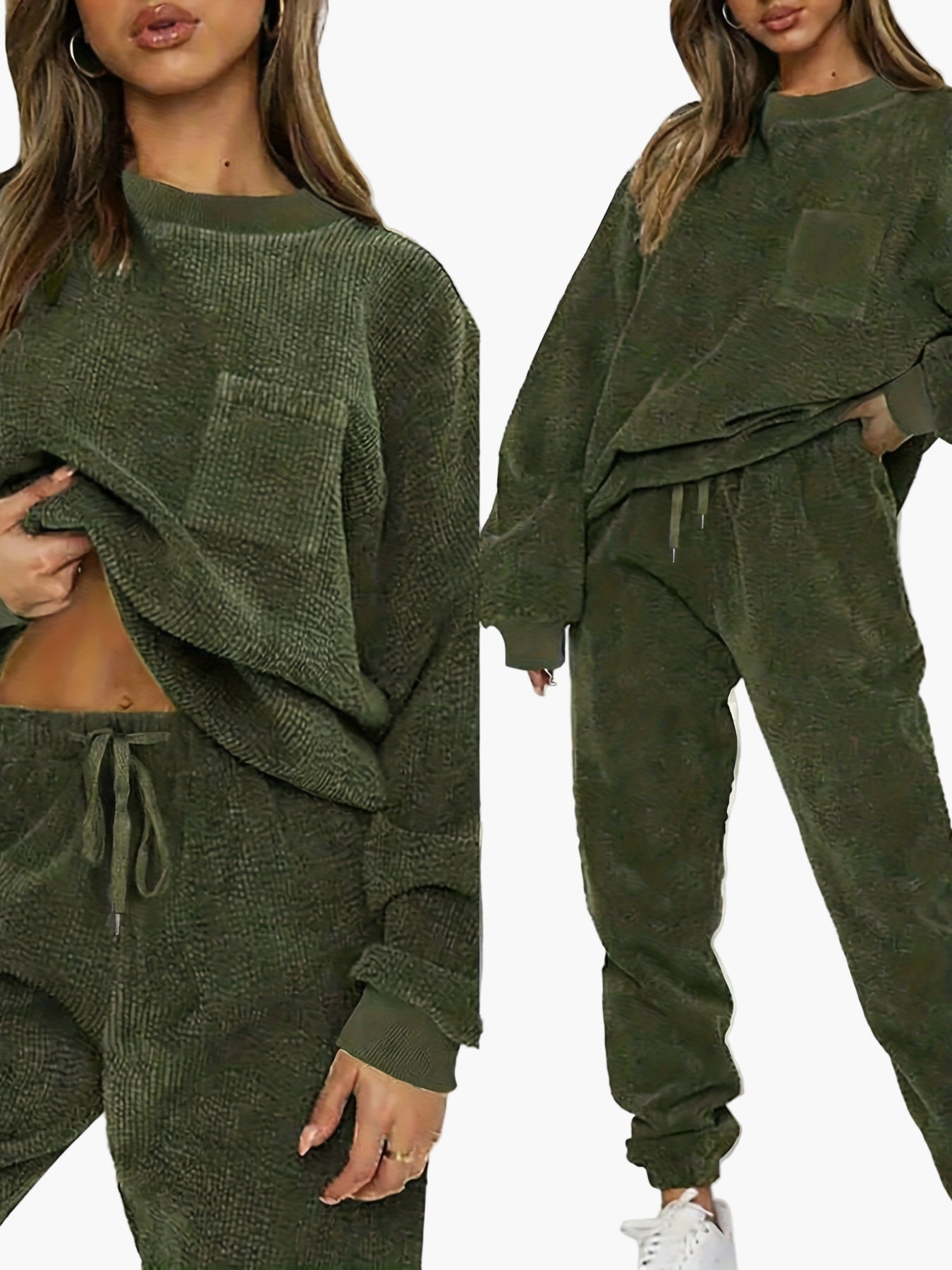Damernas avslappnade set med sweatshirt och byxor – Loungewear för höst och vinter
