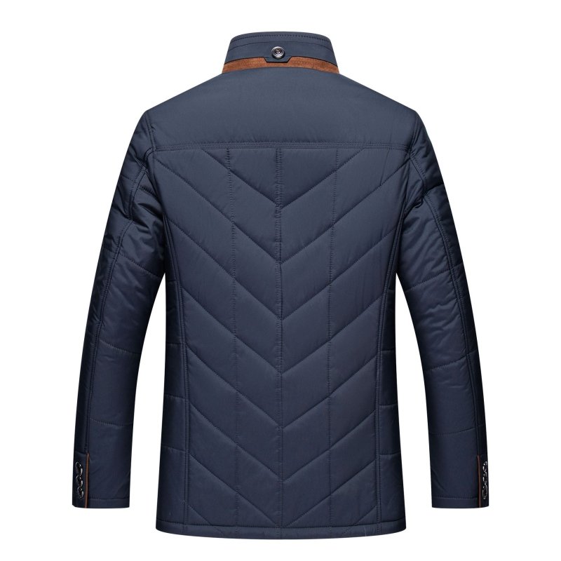 Herr Elegant Quiltad Vinterjacka med Avtagbar Fuskpäls – Fodrad och Skräddarsydd