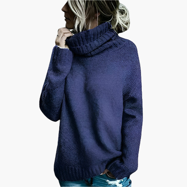 Dam Stickad Oversized Polotröja – Avslappnad och Stilren Höst/Vintertröja