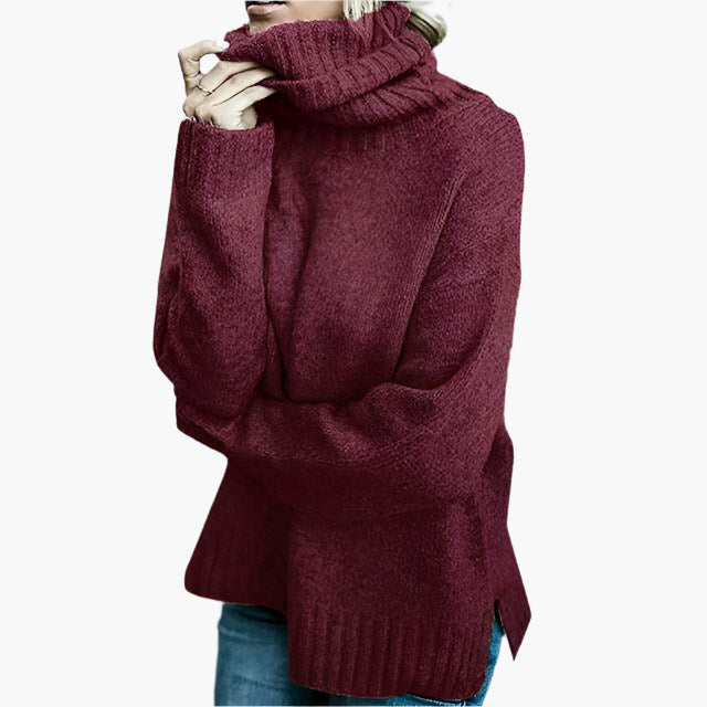 Dam Stickad Oversized Polotröja – Avslappnad och Stilren Höst/Vintertröja