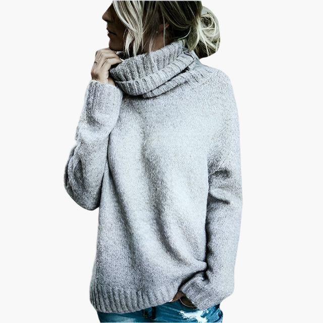 Dam Stickad Oversized Polotröja – Avslappnad och Stilren Höst/Vintertröja