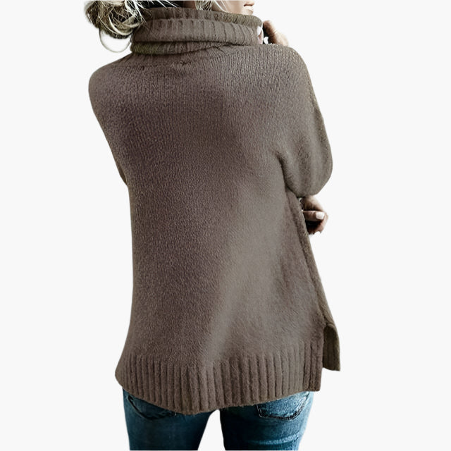 Dam Stickad Oversized Polotröja – Avslappnad och Stilren Höst/Vintertröja