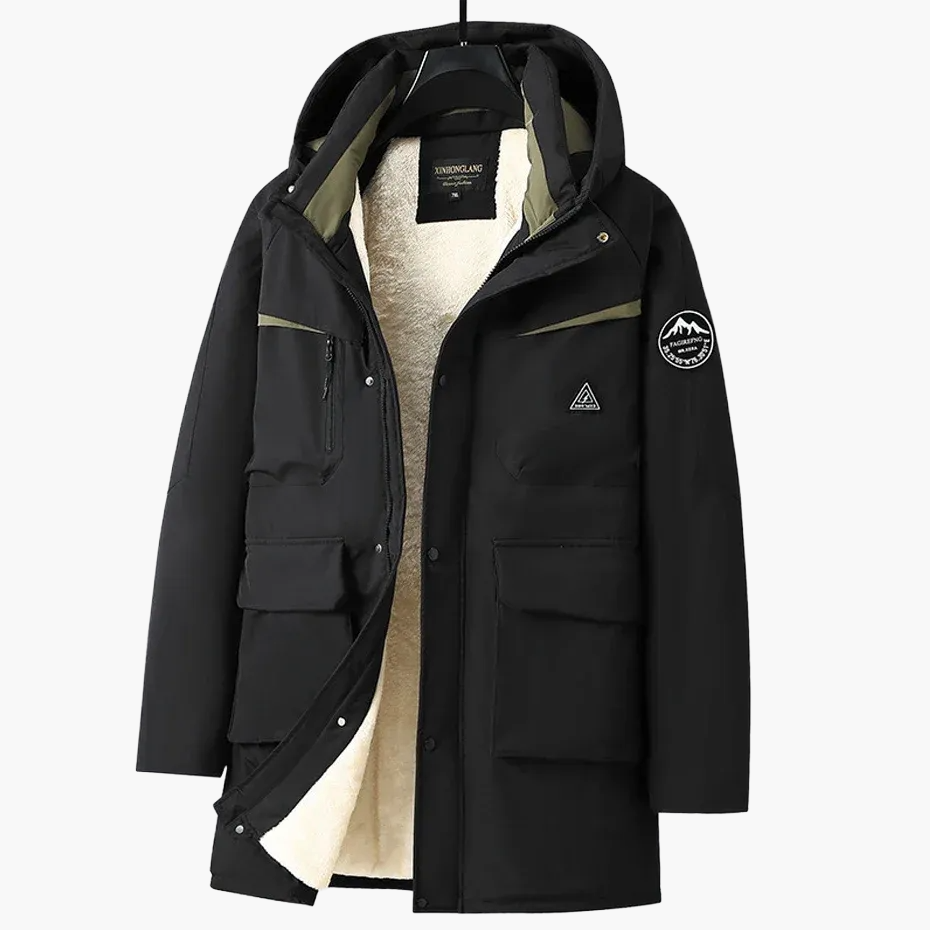 Herrarnas vinterparkas – Modern outdoorjacka med huva och generös passform