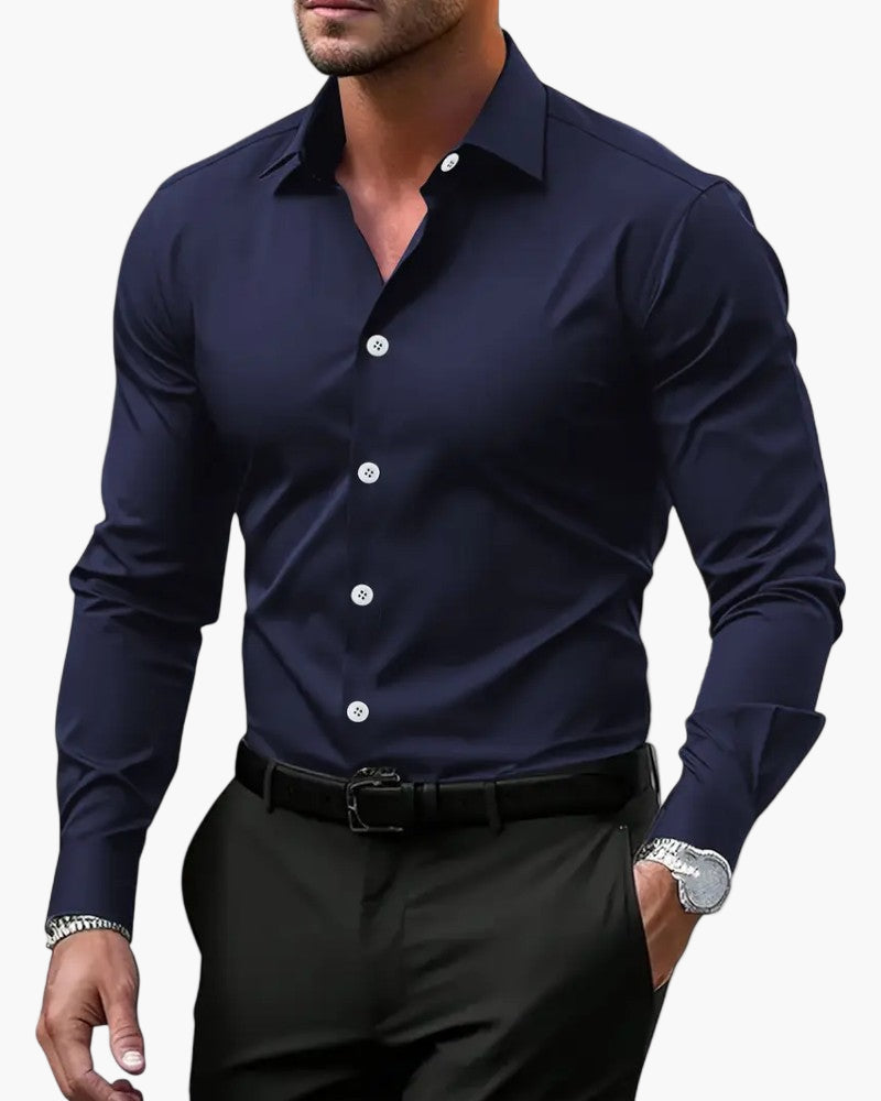 Herr Skjorta Slim Fit Långärmad Elegant Kontorsstil