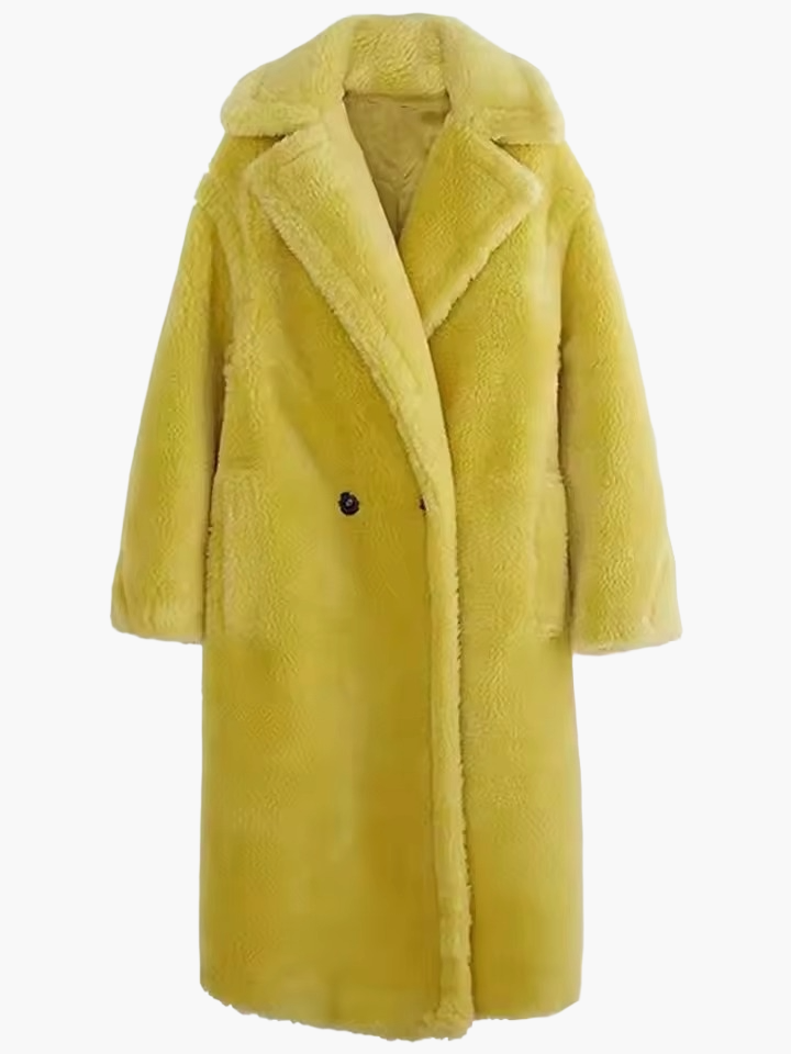 Dam Lång Oversize Teddykappa – Trendig Vinterrock för Vardag och Fest