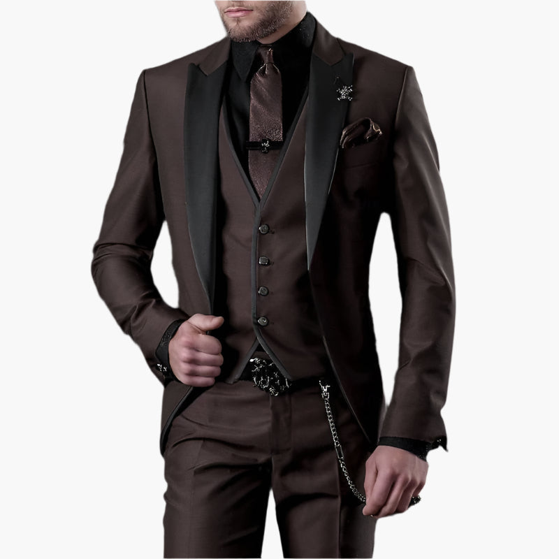 Herr Elegant 3-delad Kostymset – Modern Fest- & Bröllopsstil