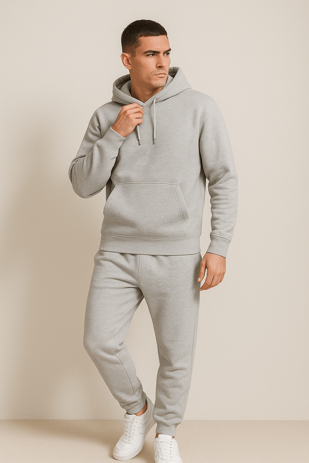 Herrar Mjukisdräkt Hoodie och Joggingbyxor Set – Perfekt för Avkoppling och Träning