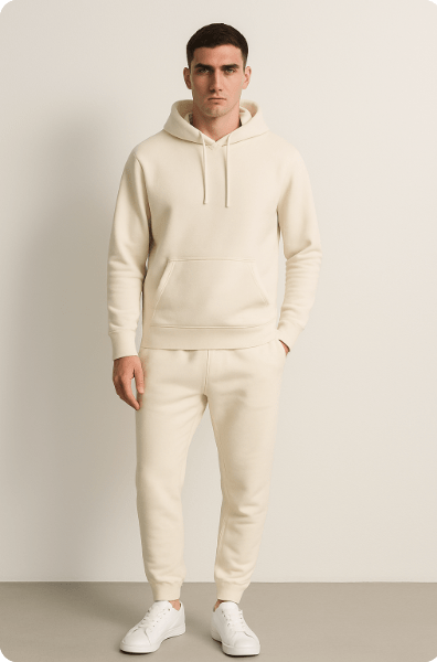 Herrar Mjukisdräkt Hoodie och Joggingbyxor Set – Perfekt för Avkoppling och Träning