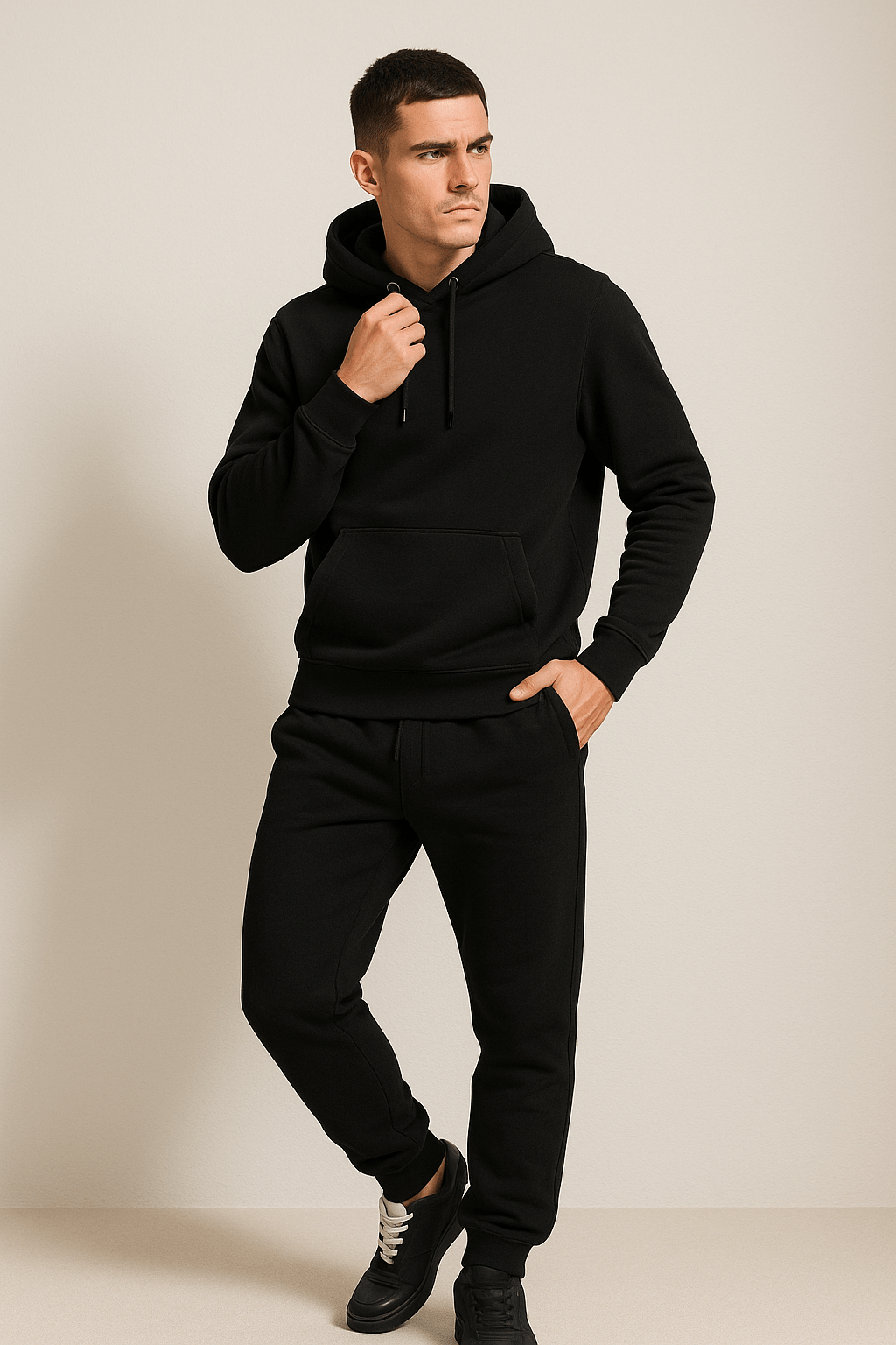 Herrar Mjukisdräkt Hoodie och Joggingbyxor Set – Perfekt för Avkoppling och Träning