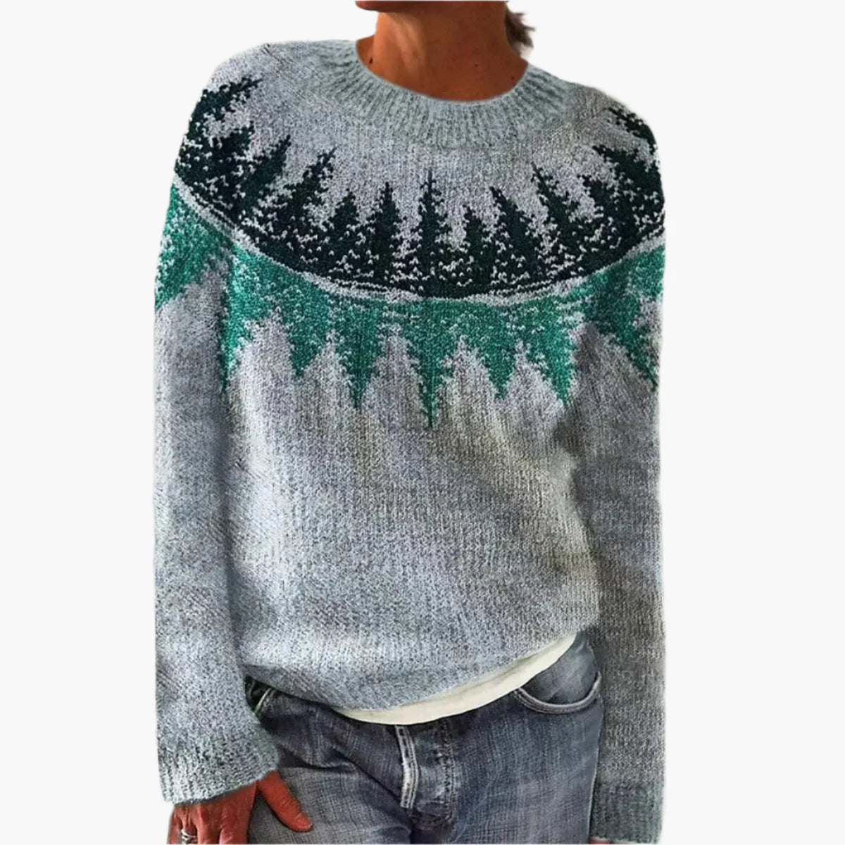 Damtröja Retro Mönsterstickad – Varm och Tidlös Höststil