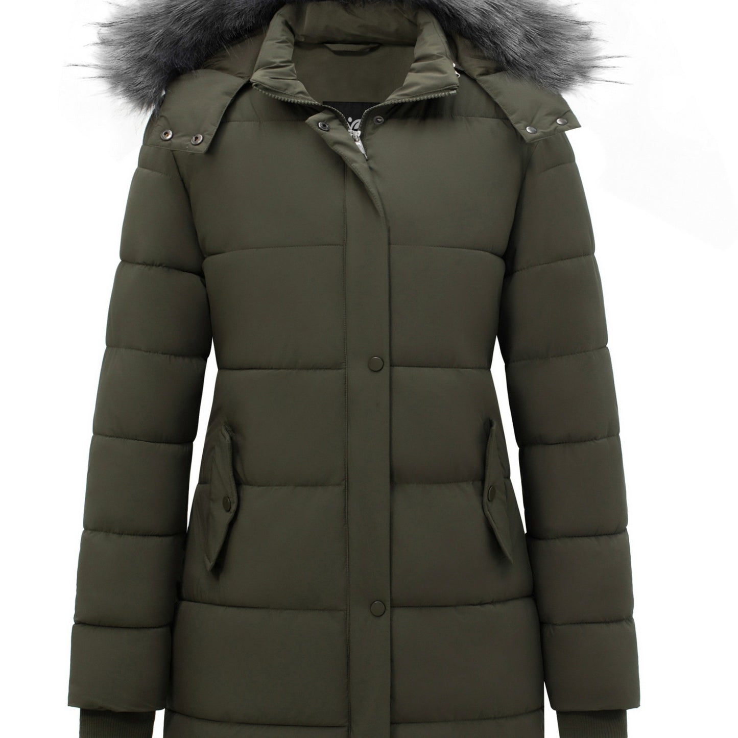 Sofia - Vadderad jacka med fuskpäls och huva