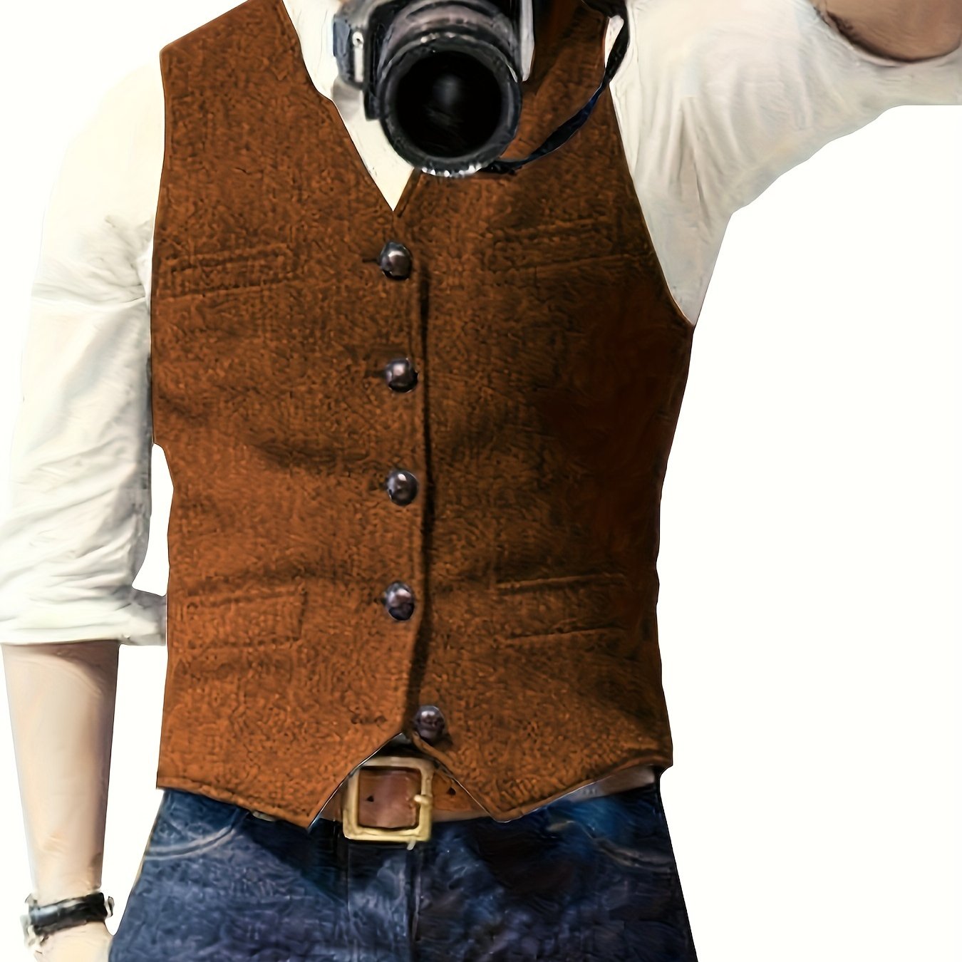 Skräddarsydd herrväst med knappar och smal passform – sommar