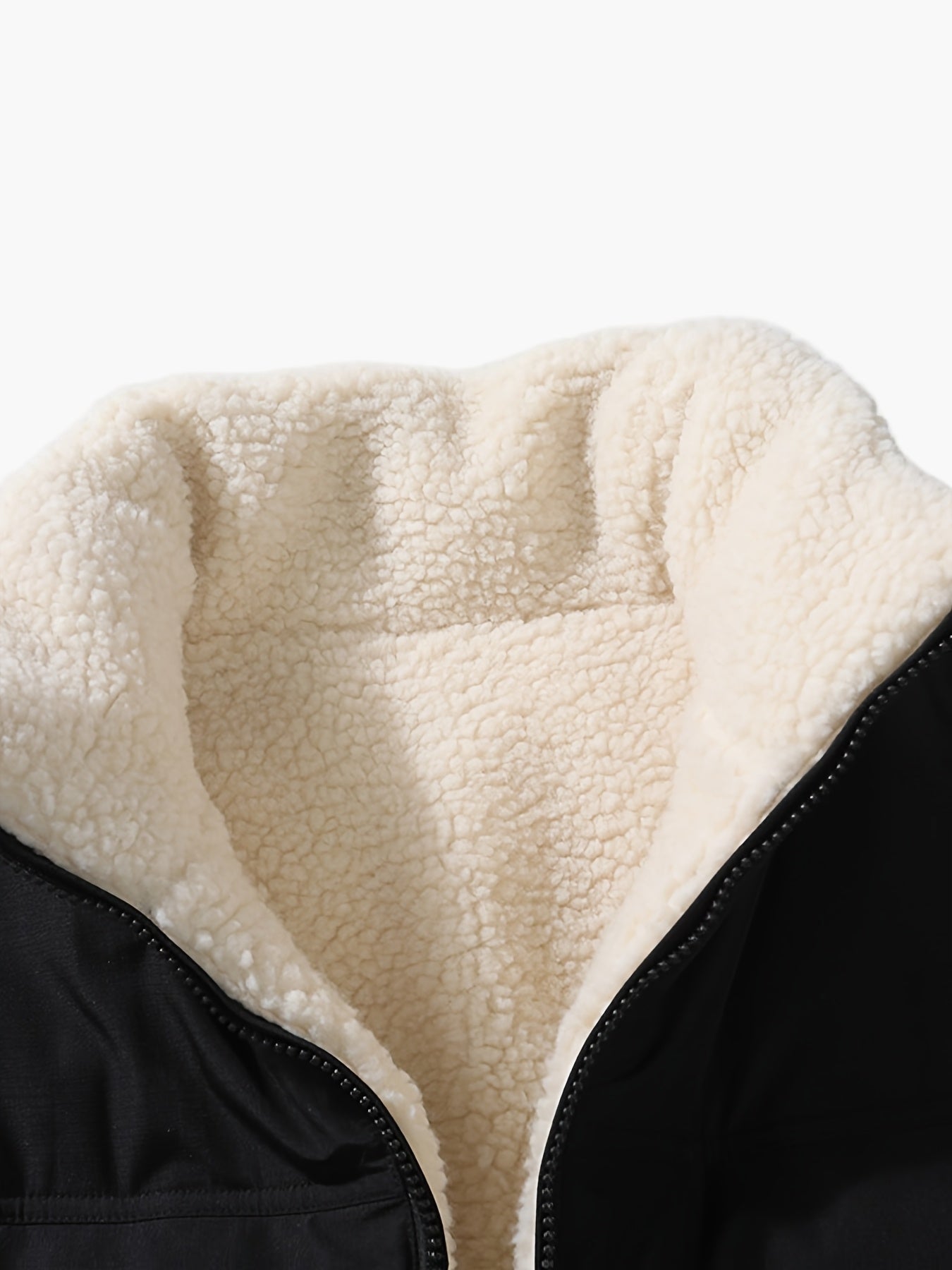 Herr Reversibel Vinterjacka Fleece och Puffer, Avslappnad Stil för Vardagsbruk