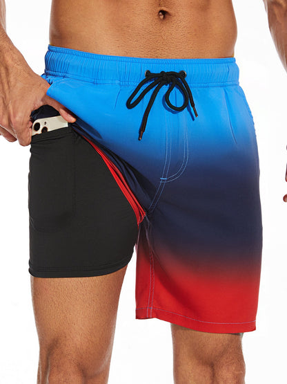 Herr Baddräktsbyxor Sportiga Strandshorts med Innerficka – Perfekta för Strand och Träning