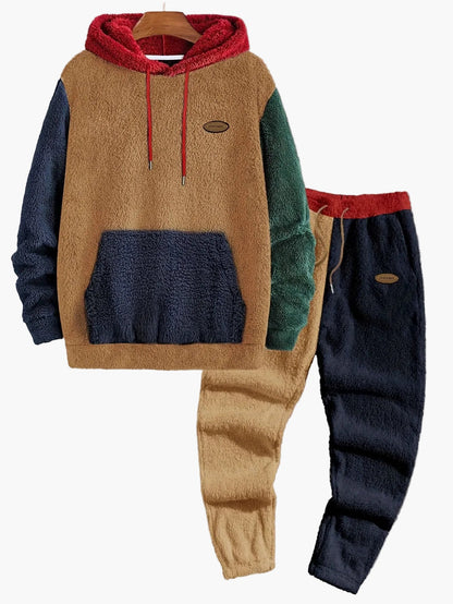 Herrarnas mysiga fleece set med huva – avslappnad vardagsstil för höst och vinter